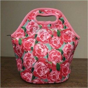 NEW - Floral Neoprene Zippered Lunch Bag Tote‎